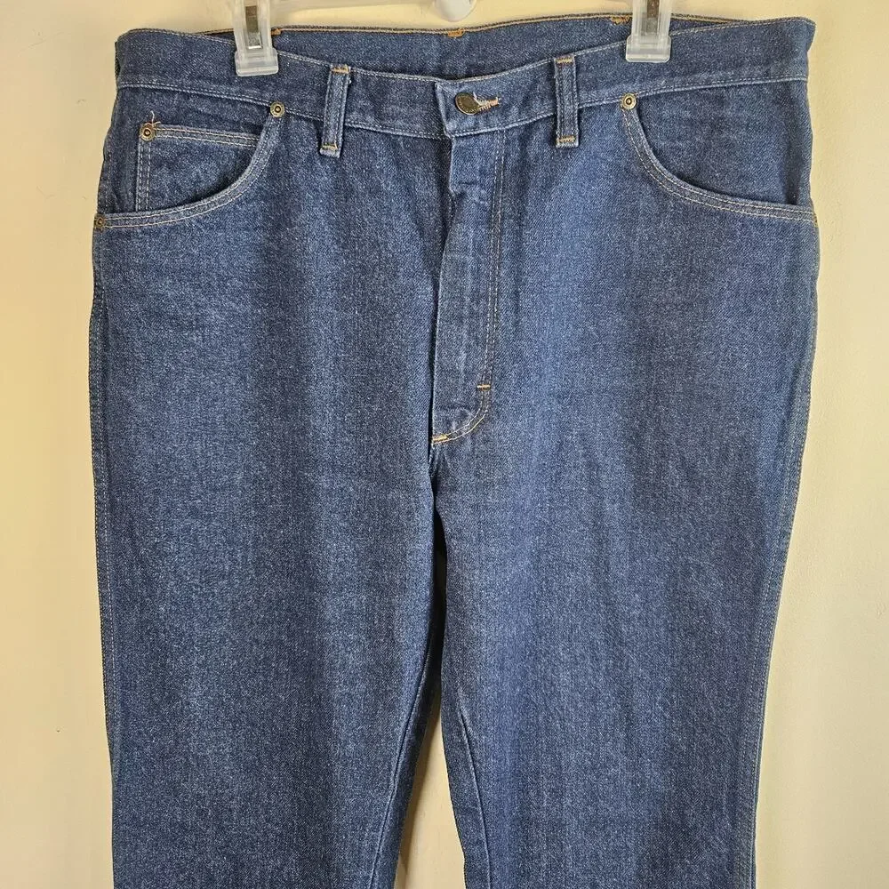 Vtg 80s Men's Wrangler Denim 38X30 Jeans Style 84418KB Dark Denim USA Western